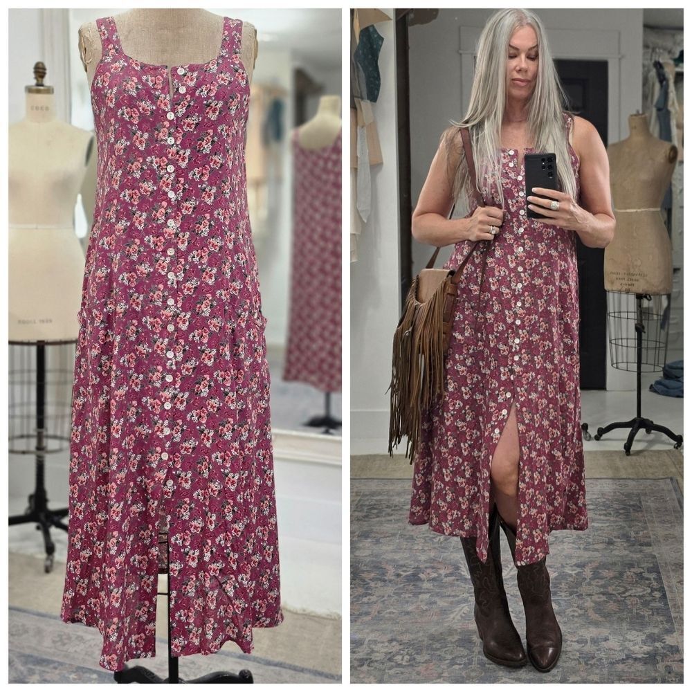 Vintage Floral Button Down Dress